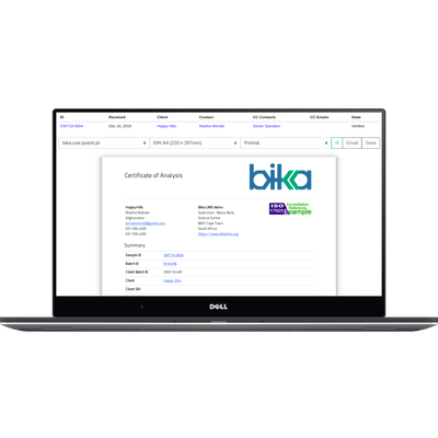 Bika Open Source LIMS Screenshot COA