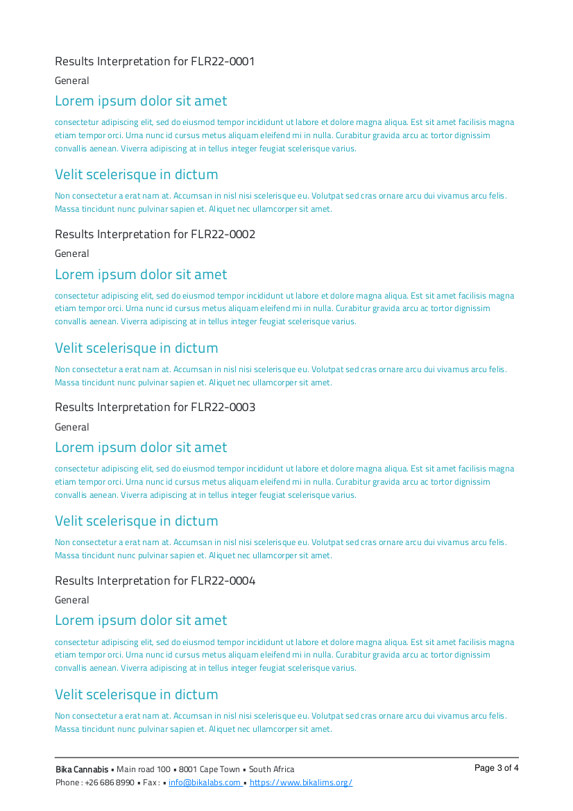 Bika Open Source LIMS multi sample COA p3