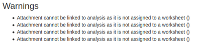 Warning. Instrument results import