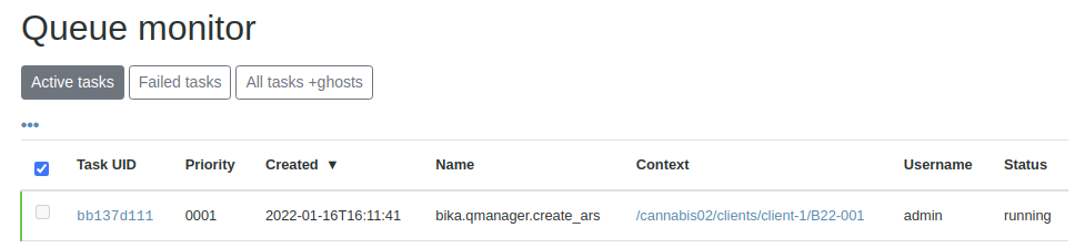 Queue monitor in Bika Open Source LIMS