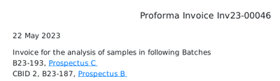 Batches included on Bika Open Source LIMS Inmvoices