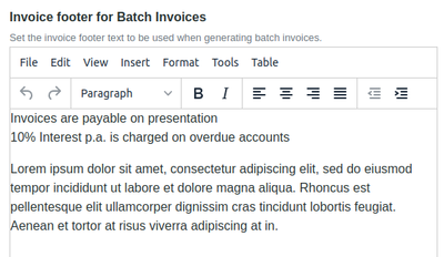 Editing the Invoice footer in Bika Open Source LIMS