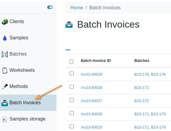 Global Batch Invoices navigation in Bika Open Source LIMS