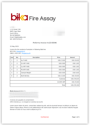 Invoice preview in Bika Open Source LIMS