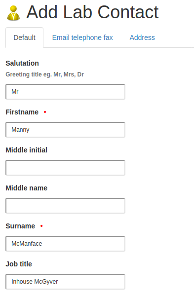 New way. Add lab contact in Bika Open Source LIMS