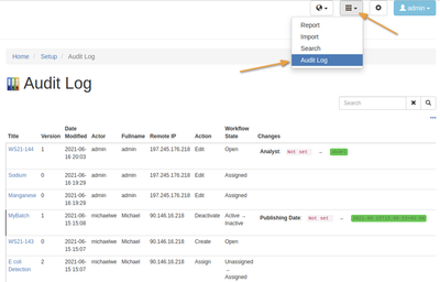 Global audit log in Bika Open Source LIMS