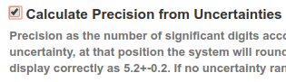 Calculate precision from uncertainties