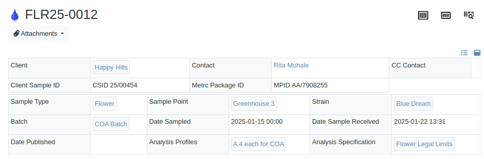 Sample Attributes neatened up in Bika Open Source LIMS