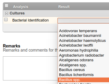 Select Result Option in Bika and Senaite Open Source LIMS