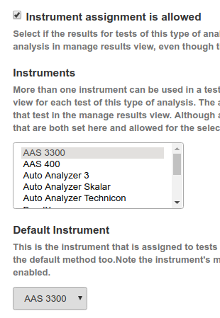 Select Analysis Service's default Instrument 