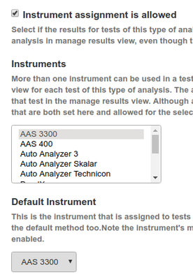 Select Analysis Service's default Instrument 