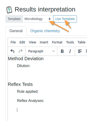 Using a Results Interpretation template in Bika Open Source LIMS