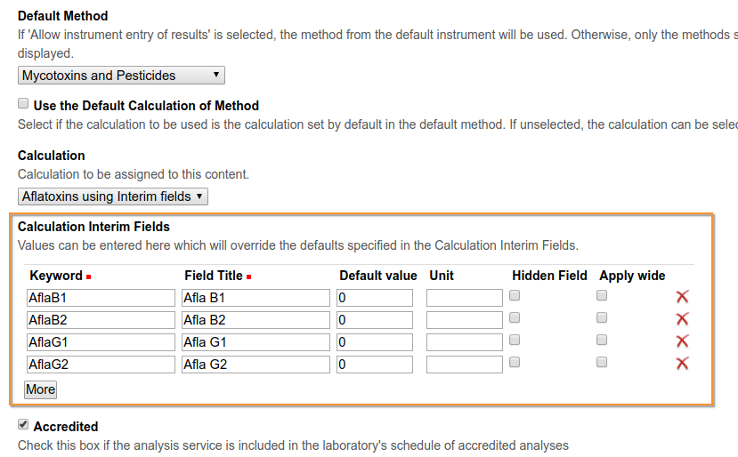 Calculation Interim field configuration on Analysis Service in Bika / Senaite Open Source LIMS