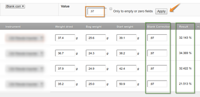 Factoring in Senaite LIMS Calculations. Worksheet Corrected with Blank