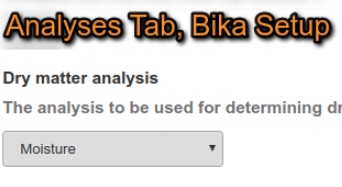 Select Analysis Service to be used for Dry Matter calculation