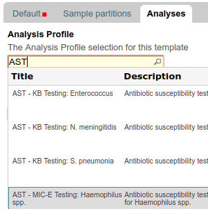 Analysis Profile selection for AR template in Bika | Senaite