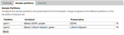 AR Template Sample Partition configuration in Bika and Senaite