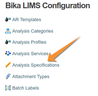 Analysis and Product Specifications the in Bika | Senaite setup 