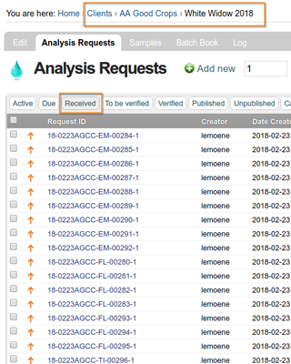 Analysis Requests received earlier