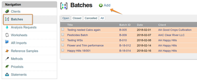 Batch list Add in Bika LIMS Senaite 