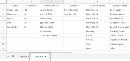 Bulk Sample Import CSV Lookup tables in Bika Open Source LIMS