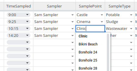 Sample Point lookup in Bika Open Source LIMS bulk sample import spreadsheet