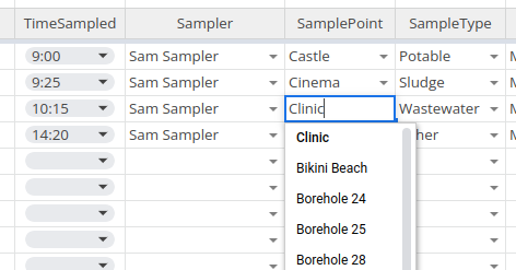 Sample Point lookup in Bika Open Source LIMS bulk sample import spreadsheet