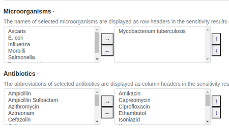 Select AST panel headers in Bika Open Source LIMS
