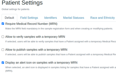  Default Patient settings in Bika Open Source LIMS