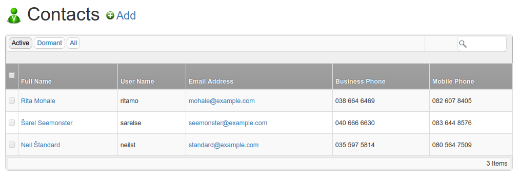 Client Contact List in Bika Senaite Open Source LIMS