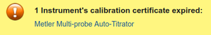 Expired Instrument Calibration Certificate Alert