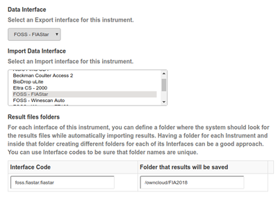 Instrument Interface selection in Bika Senaite