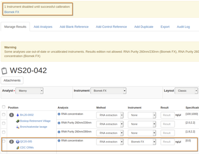 Blank Control Sample Added to Worksheet in Bika Open Source LIMS