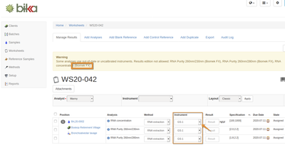 Create Worksheet for Instrument Calibration in Bika Open Source LIMS