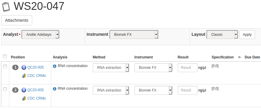 Empty Calibration Worksheet in Bika Open Source LIMS