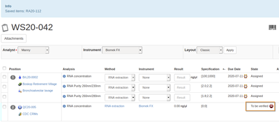 QC result submitted and ready for verification in Bika Open Source LIMS