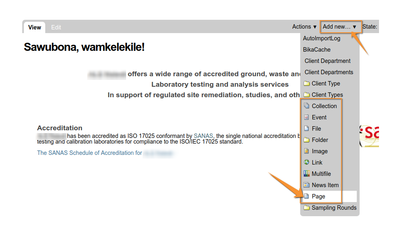 Add a new Web page on Open Source LIMS Senaite