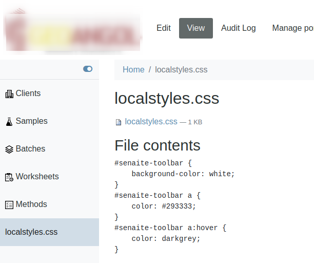 Bika Open Source LIMS Toolbar after customisation