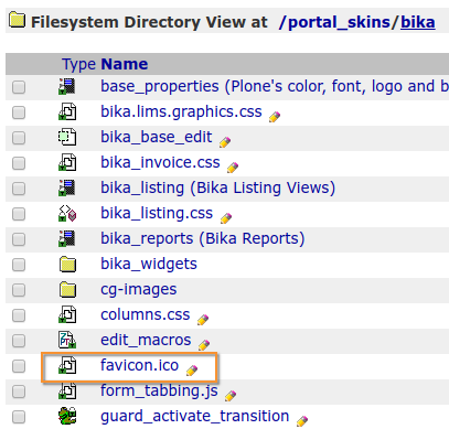 Bika | Senaite favicon location