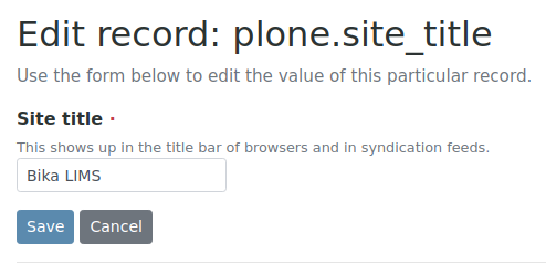 Edit Site Title in Bika Open Source LIMS
