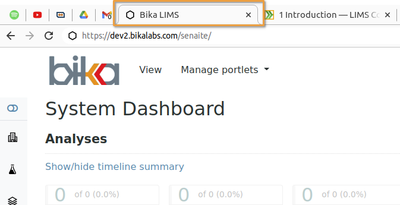 Site name in tab Bika Open Source LIMS