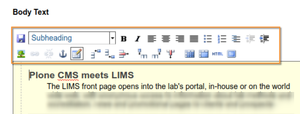 Visual editor TinyMCE in Open Source Plone based LIMS