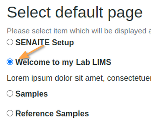 Select new Front page in Bika Open Source LIMS