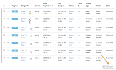 Export Sample list as CSV in Bika Open Source LIMS