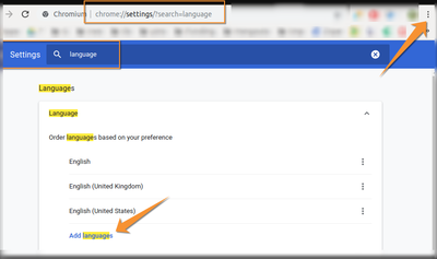Bika Senaite User browser Language preferences - Add Language in Chrome