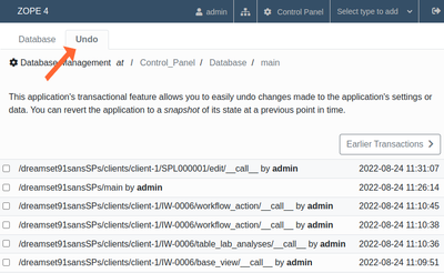  Undo in Bika Open Source LIMS management interface