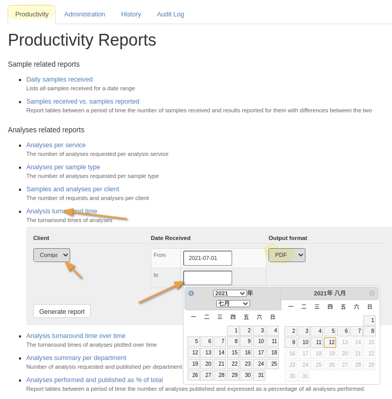 Populate the Report Parameters in Bika Open Source LIMS