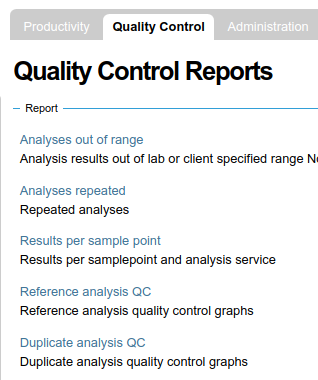 QC reports in Bika / Senaite Open Source LIMS