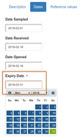 Reference Sample Dates in Bika Senaite