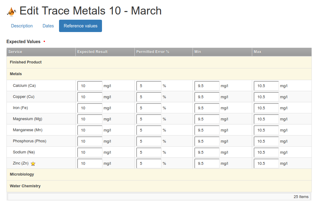 Reference Sample Specification in Bika Senaite